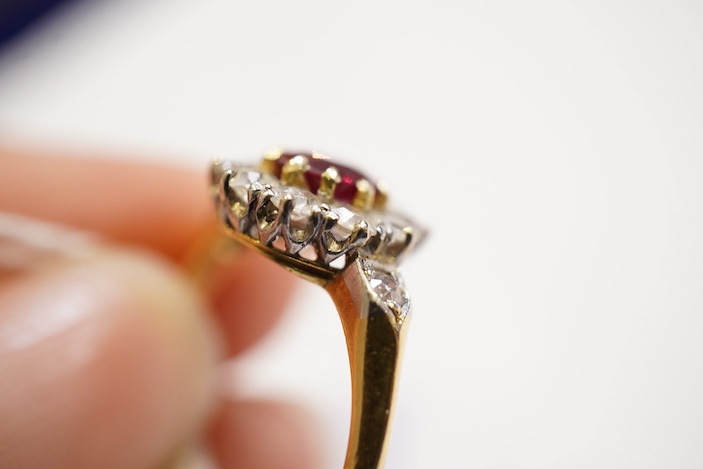 A ruby and diamond ring, circa 1900